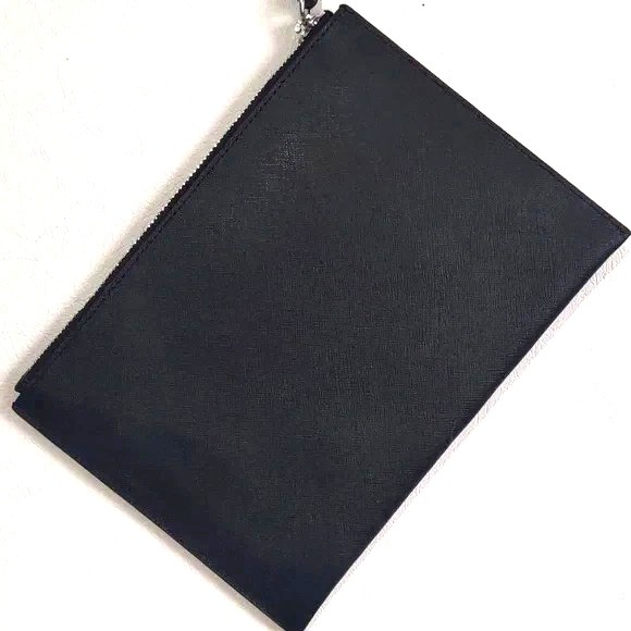 Jet Set Travel Studded XL Leather Zip Clutch Wristlet Black NWT Baddie Chic Glam
